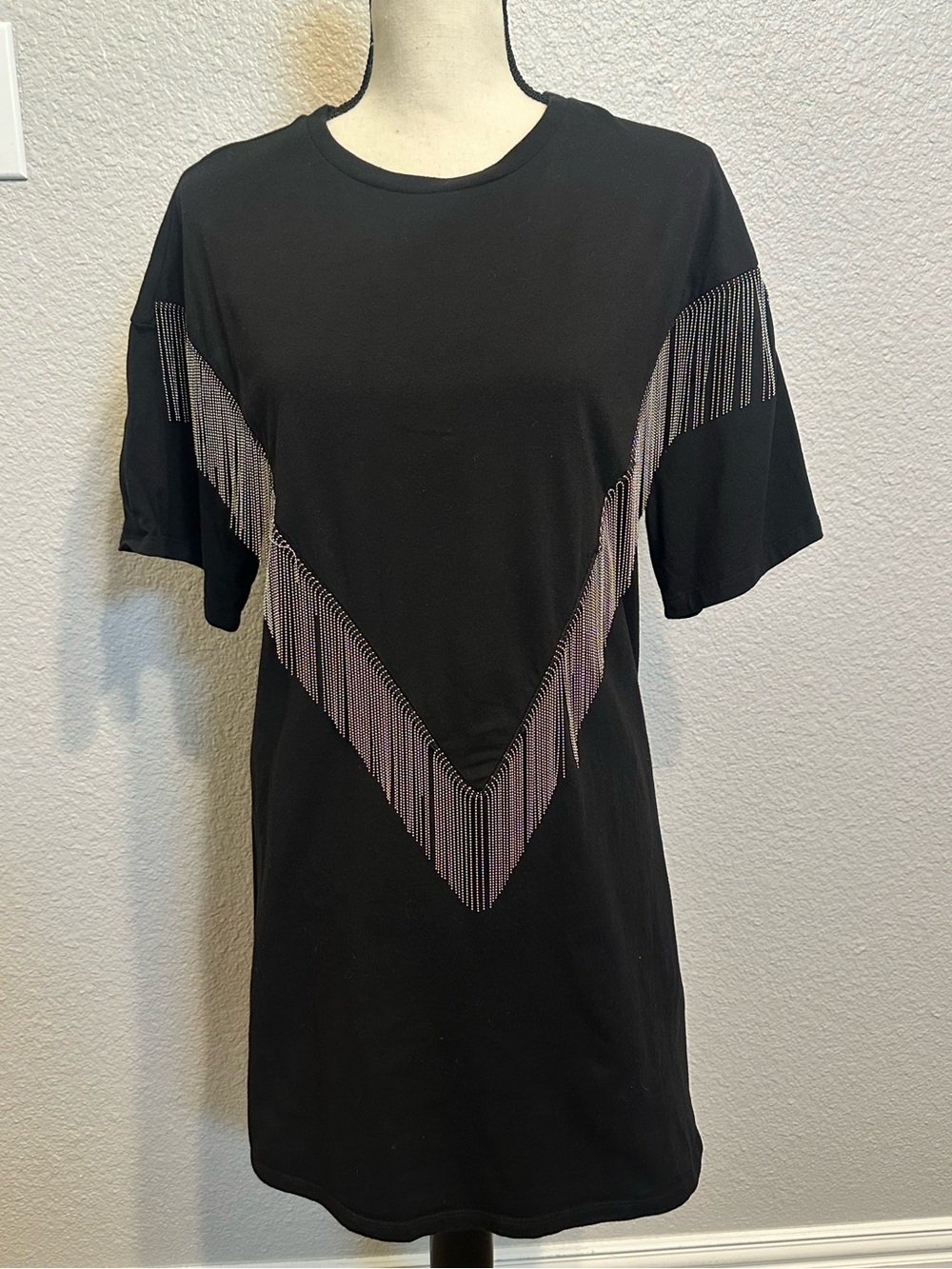 Rock & Roll Cowgirl Black Fringe-Trim Mini Dress